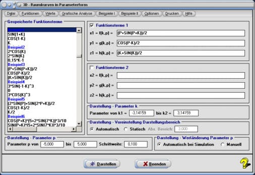 MathProf - Raumkurven - Parameterdarstellung - Parameterkurven - Parametrisierte Kurven - Parameter - Darstellen - Plotten - Rechner - Berechnen - Graph - Grafik