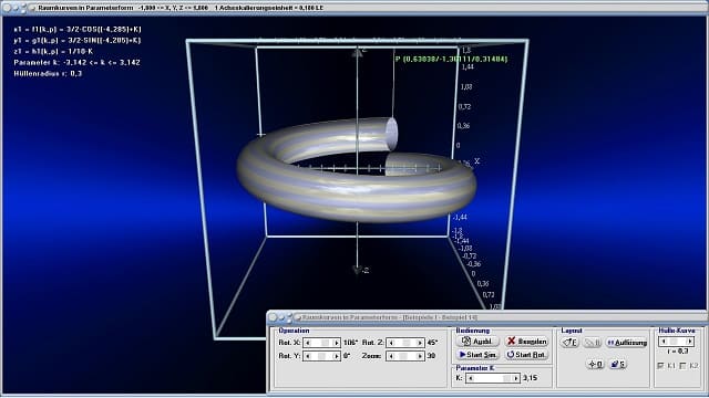 MathProf - Raumkurven - Parameterdarstellung - Parameterkurven - Parametrisierte Kurven - Parameter - Simulation - Simulieren - Funktionen - Kurve - Kurven im Raum - 3D-Kurven - Raum - Beispiel - Länge - Bogenlänge - Grafisch - Darstellen - Plotten - Rechner - Berechnen - Graph - Grafik - Zeichnen - Schaubild - 4