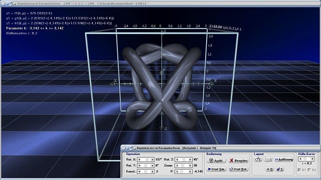 MathProf - Raumkurven - Parameterdarstellung - Parameterkurven - Koordinaten - Parametrisierte Kurven - Parameter - Simulation - Simulieren - Funktionen - Kurve - Kurven im Raum - 3D-Kurven - Raum - Beispiel - Länge - Bogenlänge - Grafisch - Darstellen - Plotten - Rechner - Berechnen - Graph - Grafik - Zeichnen - Schaubild - 5