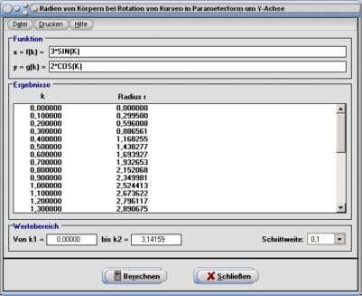 MathProf - Drehkörper - Radius - Plotten - Radius - zeichnen