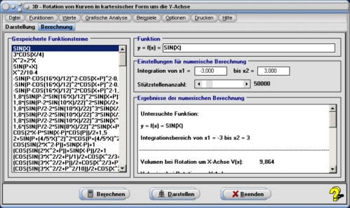MathProf - Rotationskörper - Y-Achse - 3D - Volumen - Animation - Plotten - Graph - Grafik - Zeichnen - Plotter - Rechner - Berechnen