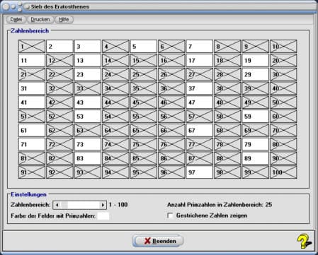 MathProf - Sieb des Eratosthenes - Primzahlen - Eratosthenes-Sieb