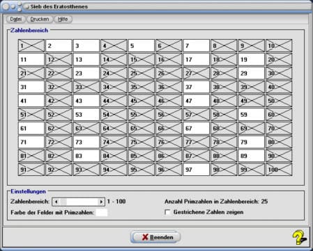 MathProf - Sieb des Eratosthenes - Primzahlen - Eratosthenes-Sieb