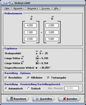 MathProf - Skalarprodukt - Länge - Winkel - Vektoren - Inneres Produkt - Winkel zwischen Vektoren