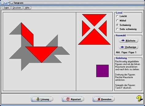 MathProf - Tangram - Siebenschlau - Spiel - Aufgaben - Anleitung - Bilder - Zusammengehörende Bilder - Zusammengehörige Bilder - Ordnen - Anordnen - Anordnung - Figuren - Dreieck - Parallelogramm - Quadrat - Rechteck - Trapez - Formen - Legen - Rechner - Rätsel - Regeln - Geometrie - Lösungen - Puzzle