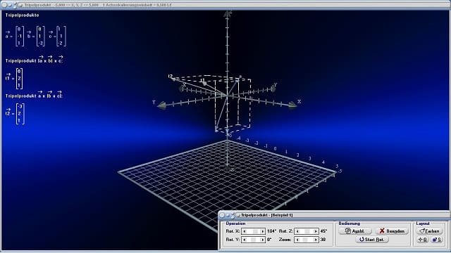 MathProf - Tripelprodukt - Vektorrechnung - Vektoren - Graph - Rechner - Berechnen - Darstellen - Plotten - Plotter