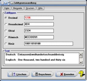 MathProf - Zahlen - Buchstaben - Umwandeln - Zahlensysteme - Umwandlung - Binär - Dezimal - Römische Zahlen - Dezimalzahlen - Binärcode - Umrechnen - Umrechnen - Englische Zahlen - Französische Zahlen - Binärdarstellung - Hexadezimaldarstellung - Zahlen in Worte - Französich - Englisch - Spanisch - Italienisch - Zahlen in Worten