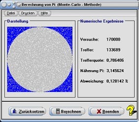 MathProf - Pi berechnen - Rechner - Flächeninhalt - Näherungswert - Näherung - Näherungsverfahren - Nadelexperiment - Animation - Darstellen - Wert - Berechnung - Bestimmen - Bestimmung - Ermitteln - Ermittlung - Graph - Herleitung - Plotten - Kreisfläche - Kreis - Beispiel - Simulation - Verfahren - Annäherung