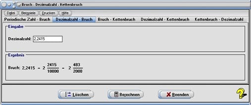 MathProf - Periodische Zahlen - Kettenbruch - Kettenbruchdarstellung - Erklärung - Beschreibung - Bedeutung - Definition - Dezimalzahlen vergleichen - Arbeitsblatt - Periodische Dezimalbrüche - Periodischer Dezimalbruch - Periodische Brüche - Rechner für Kettenbrüche - Lösen eines Kettenbruchs - Gekürzter Bruch - Gemeiner Bruch - Umrechnen