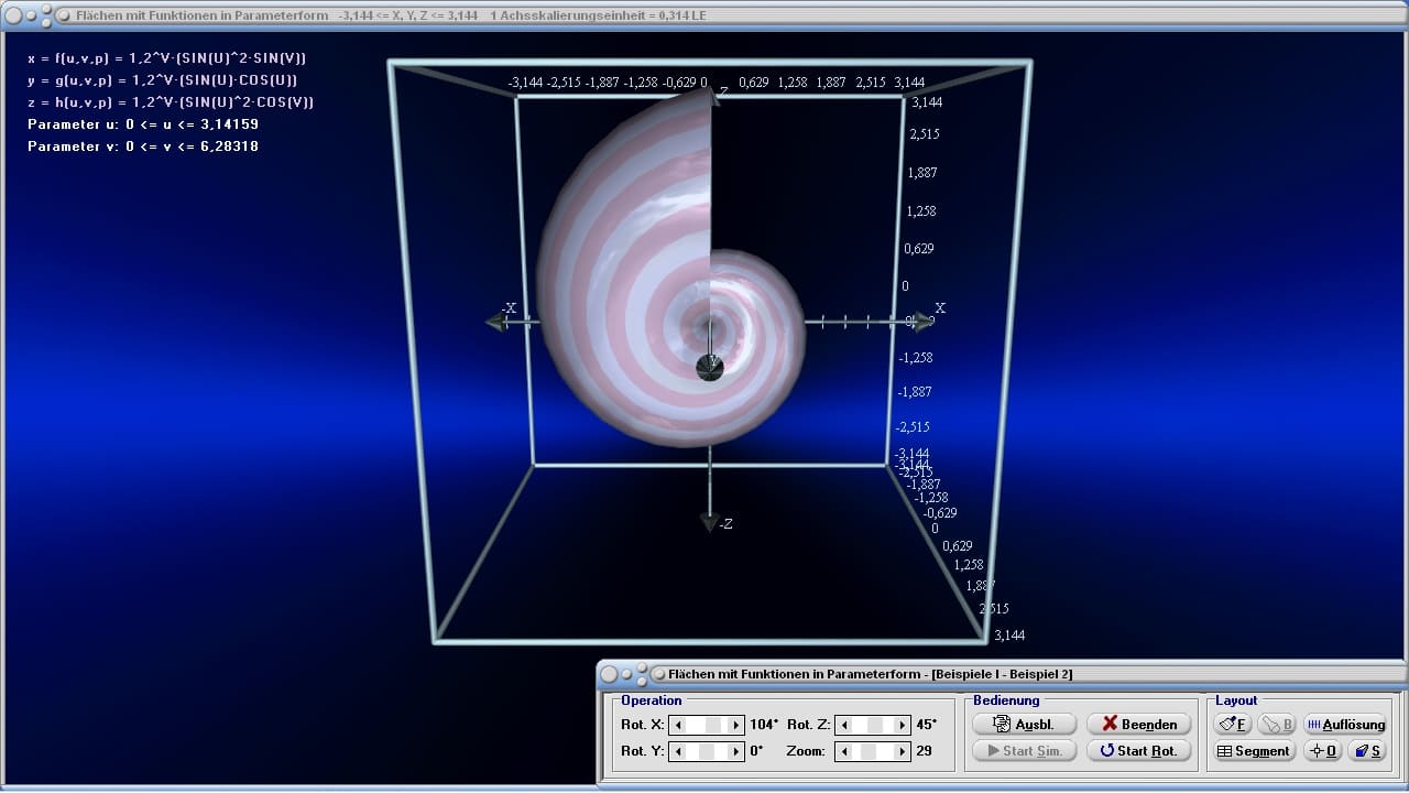 MathProf - Parametrisierte Flächen - 3D-Animation - Parametrisierte Flächen - Parametrische Flächen - Parameter - Parameterdarstellung - Gekrümmte Fläche - Funktion - Parameterform - Parametergleichung - 3D - Fläche - Beispiel - 3D-Plotter - 3D-Funktionsplot - Plotten - 3D-Flächen - Funktionsplotter - Funktion mit 2 Variablen - Mehrdimensionale Funktionen - Funktionen mit mehreren Variablen - 3D-Plot - 3D-Grafik - Funktionsplotter - Funktionen mit 2 Variablen - Funktionen mit mehreren Variablen - Gekrümmte Flächen - Grafisch - Rechner - Darstellen - Graph - Grafik - Zeichnen - Schaubild