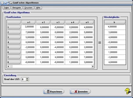 MathProf - Gaußsches Lösungsverfahren - Gaußscher Algorithmus - LGS - Lineare Gleichungssysteme - Lösbarkeit  - Lösungsverfahren - Zeilenumformung - Zeilentausch - Nullzeile - Koeffizienten - Zeilenstufenform - Stufenform - Trapezform - Zeilen tauschen - Lösungsweg - Matrix - Systematisches Lösen - Obere Dreiecksform - Lösen - Rechner - Berechnen - Berechnung