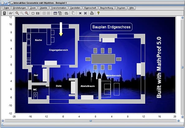 MathProf - Zeichnen - Rechtecke - Bauplan - Draufsicht - Programm - Software - Ansicht - Zeichnung - Grafik - Geometrie - Darstellen - Darstellung