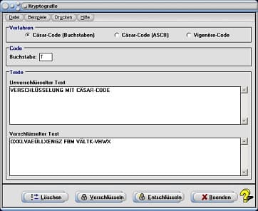 Kryptografie Casar Code Verschlusselung Vignere Code Rechner