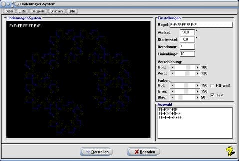 MathProf - Lindenmayer System - Fraktale - Programm - Beispiel - Lindenmayer-Systeme