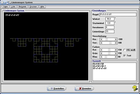 MathProf - Lindenmayer System - Fraktale - Programm - Beispiel - Lindenmayer-Systeme