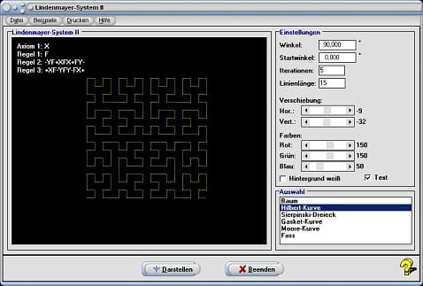 MathProf - Lindenmayer System - Fraktale - Programm - Axiome - Regeln - Beispiel - Lindenmayer-Systeme