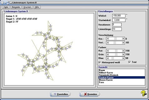 MathProf - Lindenmayer System - Fraktale - Programm - Axiome - Regeln - Beispiel - Lindenmayer-Systeme