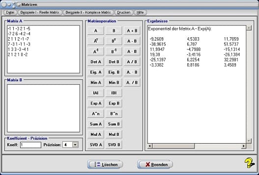 MathProf - Matrix - Matrizen - Jacobi - Verfahren - Mehrere Matrizen - Definition - Bestimmen - Bestimmung - Rechnen - Berechnung - Komplex - Plotten - Matrixpotenz - Transponieren - Charakteristisches Polynom - Vektor - Determinante - Transponierung - Beispiel - Matrizenrechner - Matrizeninversion - Matrizen addieren - Matrizen multiplizieren - Matrizen dividieren - Quadratische Matrizen -  Rechner - Berechnen