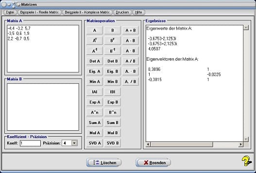 MathProf - Matrix - Matrizen - Exponential - Singulärwertzerlegung - Singulärwert - Eigenwerte - Eigenvektoren - Eigenschaften - Norm - Rang - Dimension - Beispiel - Beispiel - Rechner - Einheitsmatrix - Exponential einer Matrix - Matrixexponential - Matrizen lösen - Produktmatrix - Vektoren - Spaltenvektor - Zeilenvektor - Matrix erstellen