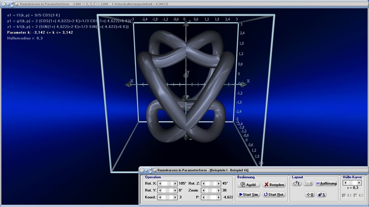 MathProf - Raumkurve - Parameterdarstellung - Parameterkurven - Parametrisierte Kurven - Parameter - Funktionen - Kurve - Kurven im Raum - 3D-Kurven - Beispiel - Raum - Bogenlänge - Grafisch - Darstellen - Plotten - Rechner - Berechnen - Graph - Grafik - Zeichnen