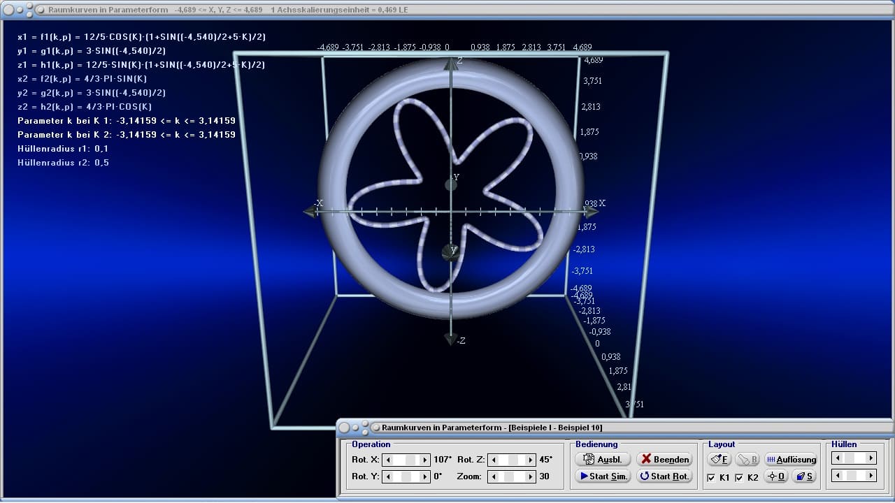 MathProf - Raumkurven - Parameterdarstellung - Parameterkurven - Parametrisierte Kurven - Parameter - Funktionen - Kurve - Kurven im Raum - 3D-Kurven - Beispiel - Raum - Bogenlänge - Grafisch - Darstellen - Plotten - Rechner - Berechnen - Graph - Grafik - Zeichnen