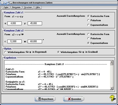 MathProf - Komplexe Zahlen - Trigonometrische Darstellung - Trigonometrische Form - Schreibweisen - Umformen - Umwandeln - Summe - Produkt - Quotient - Differenz - Exponentialform - Absolutbetrag - Logarithmus - Kartesisch - Polar - Polarform - Potenz - Exponent - Hoch - Negieren - Quadrat - Quadratwurzel - Quadrieren - Wandeln - Umrechnen - Umrechnung - Umwandlung - Darstellung - Beispiel - Rechner - Berechnen