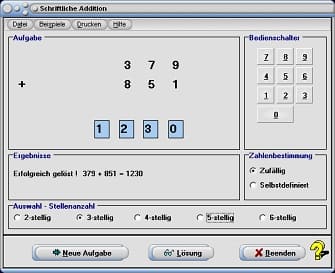 MathProf - Schriftliches Rechnen - Schriftlich rechnen - Summenterm - Summenterme - Schriftliche Rechenverfahren - Rechenaufgabe - Übungen - Ganze Zahlen - Schrittweise addieren - Schrittweises Addieren - Schrittweise Addition - Schrittweises Rechnen - Addition ganzer Zahlen - Addition zweier Zahlen - Addition natürlicher Zahlen - Lösungsweg