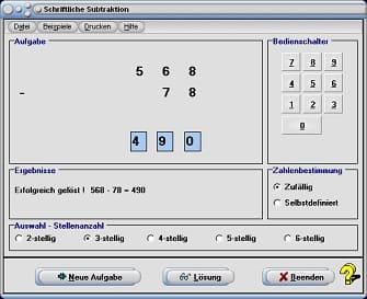 MathProf - Subtrahieren - Grundoperationen - Minuend - Minus - Subtrahend - Differenz - Differenz zwischen zwei Zahlen - Rechner - Grundrechenart - Rechenschritte - Schrittweise subtrahieren - Schriftlich abziehen - Schriftliches Subtrahieren - Schriftlich subtrahieren - Aufgaben - Null - Eins - Zwei - Drei - Vier - Fünf - Sechs - Sieben - Acht - Neun - Zehn - Elf - Zwölf - Dreizehn - Vierzehn - Fünfzehn - Sechzehn - Siebzehn - Achtzehn - Neunzehn - Zwanzig - Dreißig - Vierzig - Fünfzig