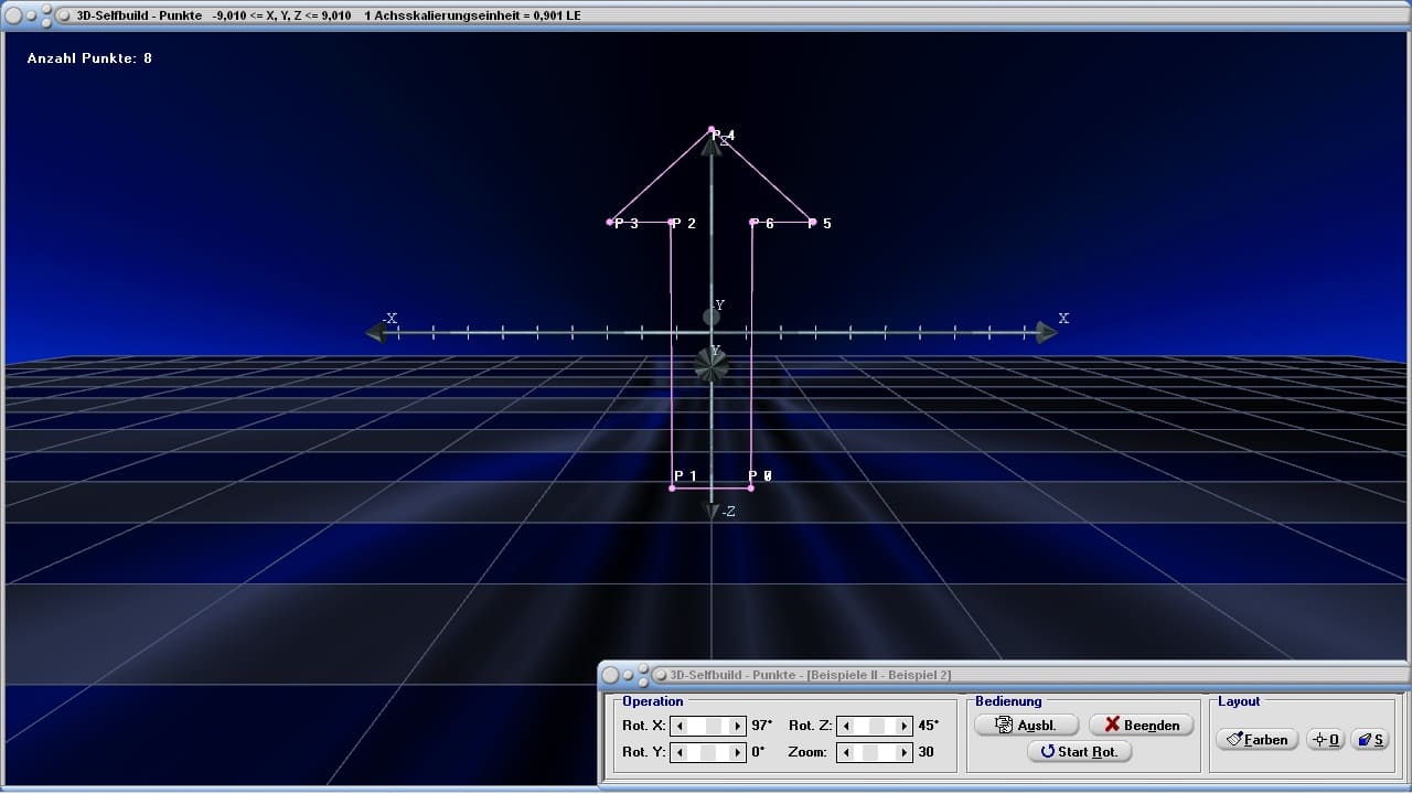 MathProf - Punkt - Punktmengen - 3D - Raum - Arbeitsblatt - Arbeitsblätter - Unterrichtsmaterial - Aufgaben - Aufgabe - Punkte plotten - Bilder - Darstellung - Koordinatenebene im Raum -  X-Achse - Y-Achse - Z-Achse - Koordinatengeometrie - Gebilde - Raumkoordinaten - Beispiel - Darstellen - Zeichnen - Schaubild