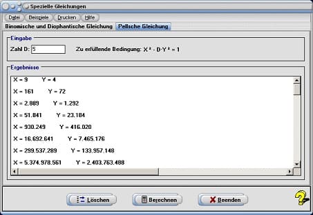MathProf - Pellsche Gleichung - Formel - Tabelle - Lösbarkeit - Anzahl - Beispiel - Definition - Formel - Funktion - ggT - Rechner - Berechnen