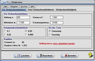 MathProf - Stichproben - Stichprobe - Häufigkeit - Wahrscheinlichkeitsrechnung - Auswertung - Stichprobenanalyse - Erwartungswert - Konfidenzintervall  - Stichprobenanalysen - Einseitiger Signifikanztest - Zweiseitiger Signifikanztest - Nullhypothese - Irrtumswahrscheinlichkeit - Signifikanztest - Ablehnungsbereich - Annahmebereich - Beispiel - Rechner - Berechnen