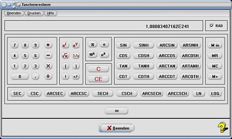 MathProf - Taschenrechner - Wissenschaftlicher Rechner - Rechenoperationen - Funktionen - DEG - RAD - Windows - Klammern - Beispiel - Gradmaß - Bogenmaß - Radiant - Erklärung - Beschreibung - Technisch - Addieren - Subtrahieren - Multiplizieren - Dividieren - Potenzieren - Bedienung - Bedienungsanleitung - Bedienanleitung - Löschen - Speicherinhalt - Tasten - Tastenfunktion - Umschalten - Belegung