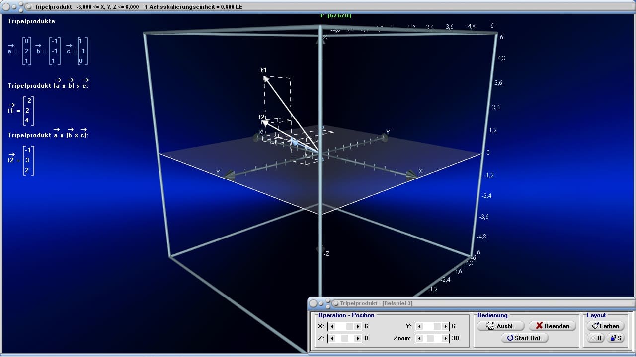 MathProf - Tripelprodukt - Vektoren - Grafisch - Berechnen - Beispiel - Vektorrechnung