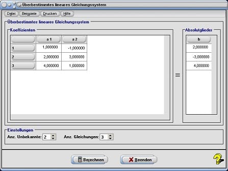 MathProf - Überbestimmtes Gleichungssystem - Überbestimmte Gleichungssysteme - Matrix - Lösen - Rechner - Determinante - Koeffizienten - Lösungen - Beispiel - Berechnen