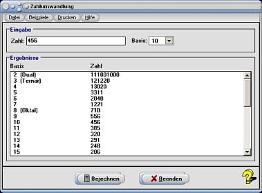 MathProf - Binär - Hexadezimal - Oktal - Dualsystem - Zweiersystem - Dreiersystem - Vierersystem - Fünfersystem - Hexadezimalsystem - Sechsersystem - Binärsystem - Achtersystem - Oktalsystem - Zehnersystem - Zahlenkonvertierung - Dezimalsystem - Konvertieren - Umrechnen - Umrechnung - Umwandler - Umwandlung - Wandler - Tabelle - Liste - Rechner - Berechnen - Beispiel
