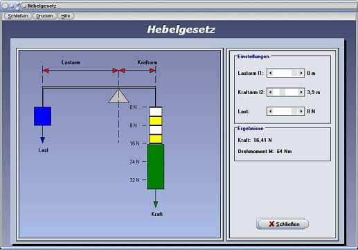 PhysProf - Hebel - Gleichgewicht - Gewichtskraft - Gewicht - Hebelkräfte - Hebelarm - Mechanische Kraft - Mechanische Kräfte - Versuch - Definition - Video - Wippe - Formel - Hebelgesetz - Zweiseitiger Hebel - Kräftegleichgewicht - Hebelwirkung - Darstellen - Plotten - Graph - Rechner - Berechnen - Grafik - Plotter - Simulation - Animation