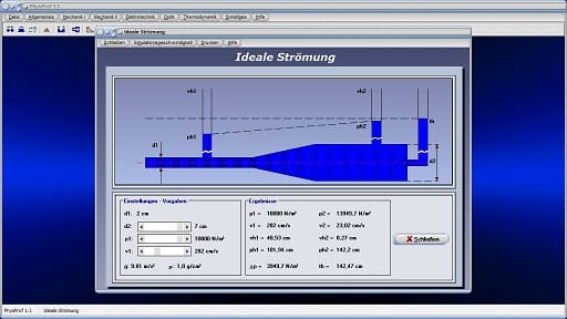 PhysProf - Strömung - Geschwindigkeit - Ventouri-Effekt - Berechnen - Gesetzmäßigkeiten der Physik - Rohrströmung - Dynamische Zähigkeit - Massenstrom - Massendurchsatz - Turbulenz - Durchflussgeschwindigkeit - Durchfluss - Geschwindigkeit - Rechner - Berechnen