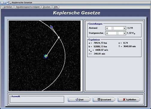 PhysProf - Kepler - Bahn - Bahnen - Planetenbahn - Kraft - Gravitation - Anziehung - Kräfte - Geschwindigkeit - Formel - Formeln - Umlauf - Erde - Umlaufzeit - Umlaufbahn - Rakete - Erdumlaufbahn - Himmelskörper - Kosmische Geschwindigkeit - Orbitalgeschwindigkeit - Satellitenbahn - Berechnen