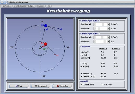 PhysProf - Bewegungsgleichung - Kreisbewegung - Berechnen - Gleichung - Kinematik - Mechanik - Physik - Umlauf - Winkel - Umdrehungsdauer - Drehzahl - Umlaufzeit - Simulation - Bewegungsgesetze - Umdrehungsfrequenz berechnen - Umdrehungszahl berechnen - Winkelbeschleunigung - Grafisch - Rechner - Plotter