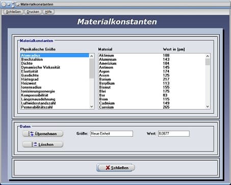 PhysProf - Atomradius - Atomradien - Atom - Radius - Atome - Radien - Tabelle - Liste - Übersicht