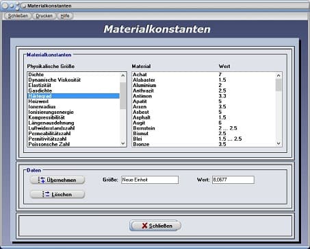 PhysProf - Härte - Härtegrad - Material - Einheit - Tabelle - Liste - Übersicht