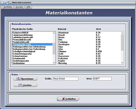 PhysProf - Poissonzahl - Einheit - Tabelle - Liste - Übersicht