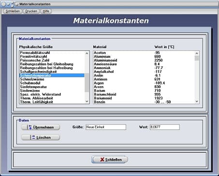 PhysProf - Schmelztemperatur - Schmelztemperaturen - Einheit - Tabelle - Liste - Übersicht