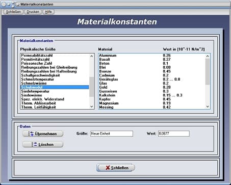 PhysProf - Schubmodul - Schubmodule - Einheit - Tabelle - Liste - Übersicht