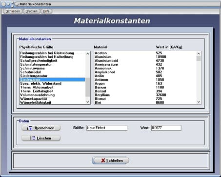 PhysProf - Siedewärme - Einheit - Tabelle - Liste - Übersicht