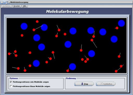 PhysProf - Molekularbewegung - Animation - Gas - Physik - Zufall - Adsorption - Tabelle - Berechnen - Formel - Bestimmen - Arbeitsblatt - Arbeitsblätter - Unterrichtsmaterial - Eigenschaften