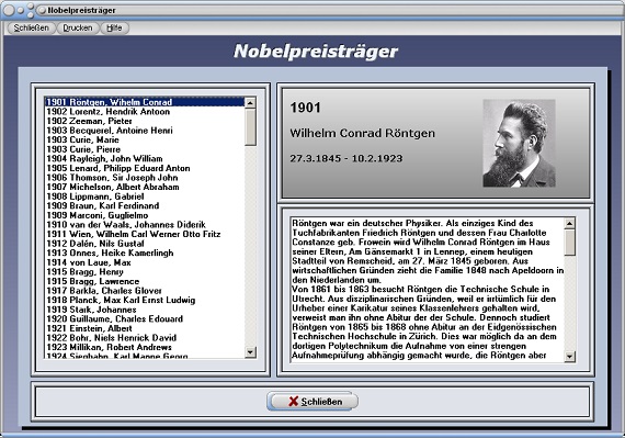 PhysProf - Nobelpreisträger - Liste - Biographien - Biografien - Physik - Röntgen