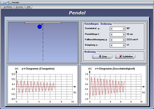 PhysProf - Schwingungssimulation - Video - Winkelgeschwindigkeit - Verändern - Veränderung - Pendelbewegung - Pendelfrequenz - Pendelversuch - Auslenkung - Formel - Rechner - Animation - Versuch - Experiment - Höhe - Elongation - Schwingung - Frequenz