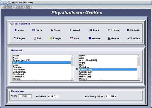 PhysProf - Volumeneinheit - Masseeinheit - Flächeneinheit - Winkeleinheit - Druckeinheit - Leistungseinheit - Längeneinheit - Zeiteinheit - Energieeinheit - Krafteinheit - Geschwindigkeitseinheit - Vorsilbe - Bruchteile von Größen - Ausgangsgröße - Präfixe - Zahlenpräfixe - Präfix - Umwandeln - Umrechnen - Berechnen