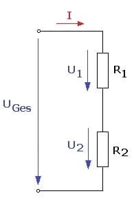 PhysProf - Unbelasteter Spannungsteiler - Spannungsteiler - Schaltung - Berechnen - Formel